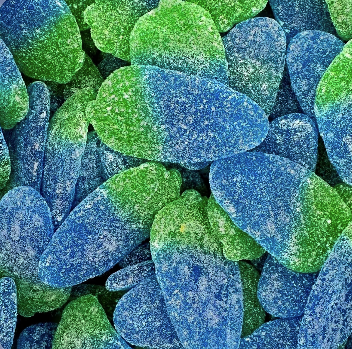 Sour Blue Raspberry — Electric blue gummies bursting with juicy raspberry flavor and a tangy sour kick