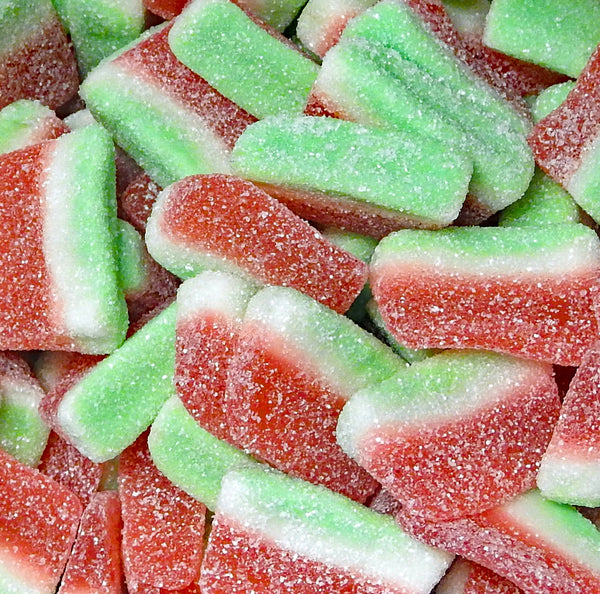 Juicy Watermelon Slices — Sweet and soft watermelon gummies shaped like juicy slices