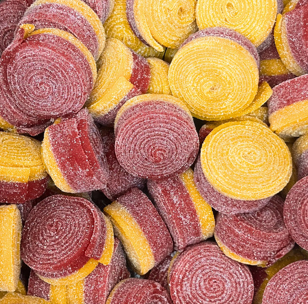Strawberry Lemon Rollz — Sour strawberry and zesty lemon swirl together in these chewy rolls