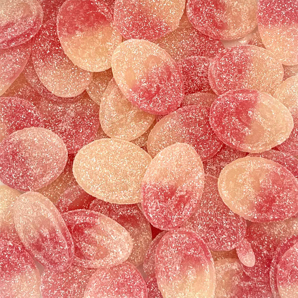 S-Ovals Razzy — Soft, chewy raspberry gummies with a sour coating