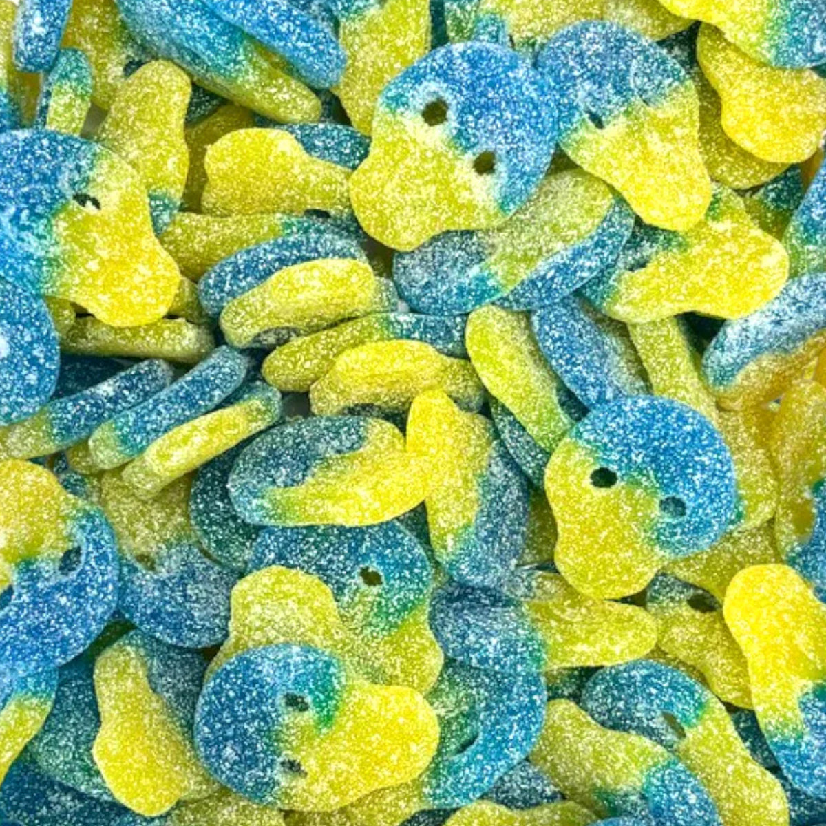 Sour Swedish Skulls — Blue raspberry meets lemon in a sour twist