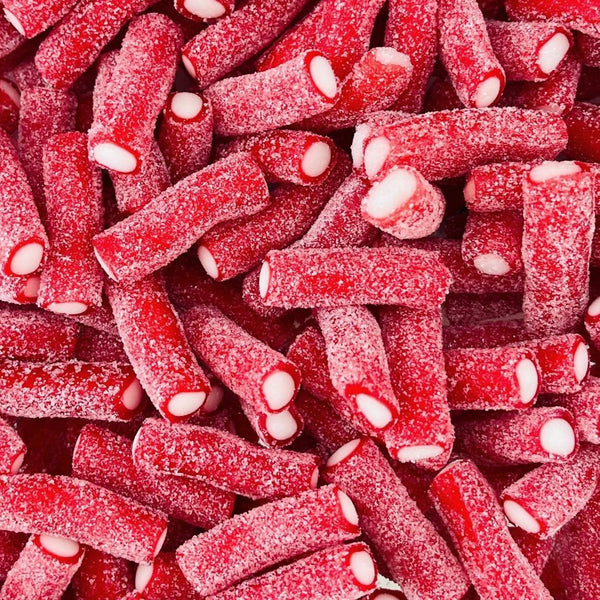 Strawberry Sour Burst Logs — Soft strawberry logs with a chewy center and sour crunch