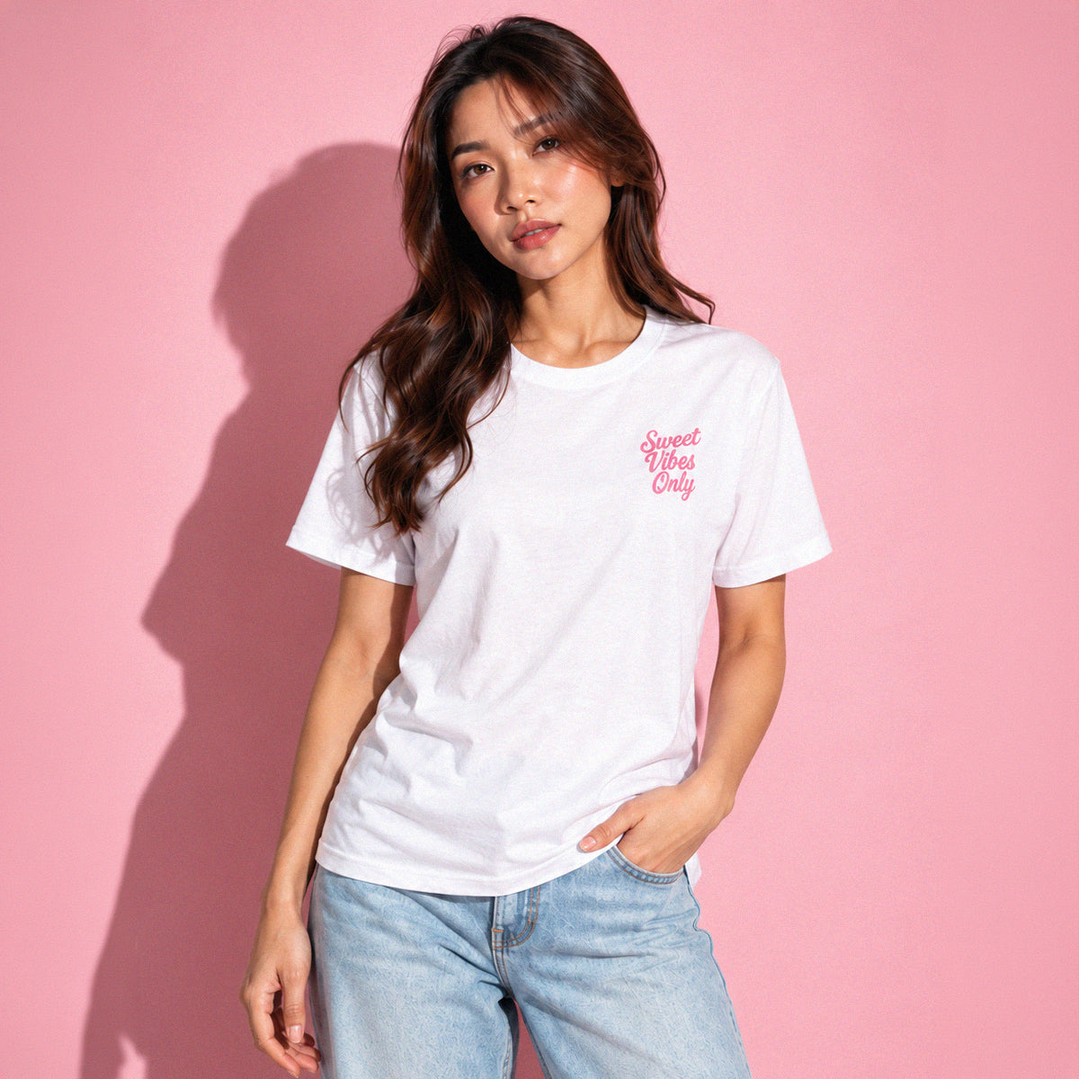 Sweet Vibes Only - Pink Tee — little sweetness, wherever the day takes you, view 2